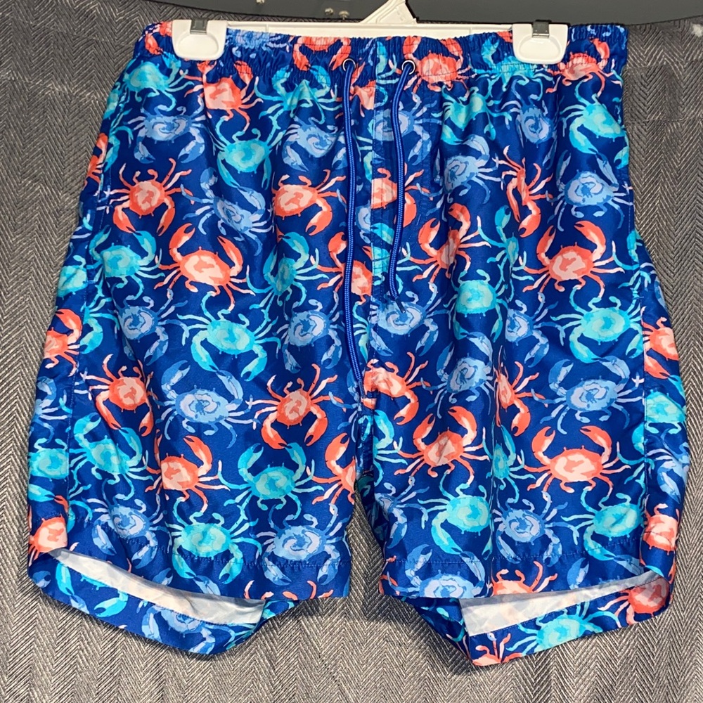 Colorful Crab Pattern Swim Shorts